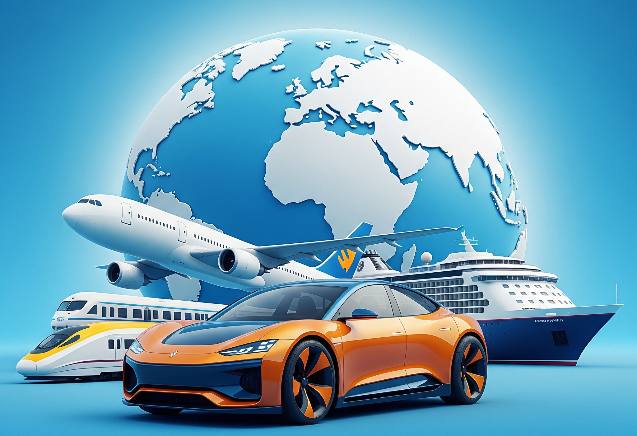 Weltkugel und Flugzeug als Symbol für Reisen