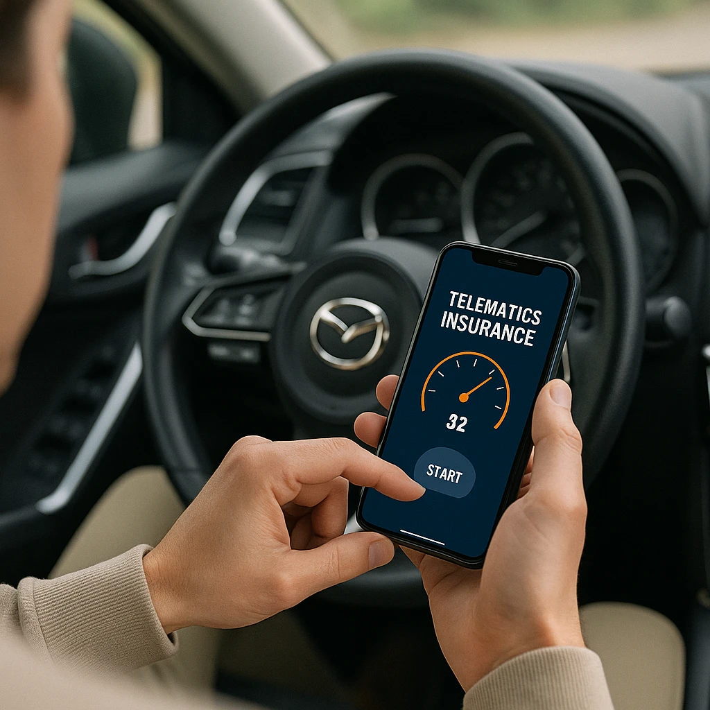 Autofahrer nutzt eine App für einen Telematik-Tarif seiner KFZ Versicherung